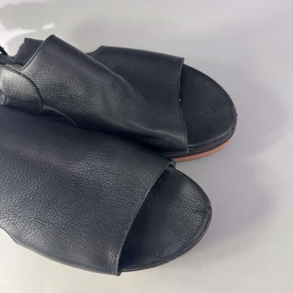 Stuart Weitzman Women's Black Slingback Leather Platform Wedge Sandals, Size 6.5 - Picture 10 of 12